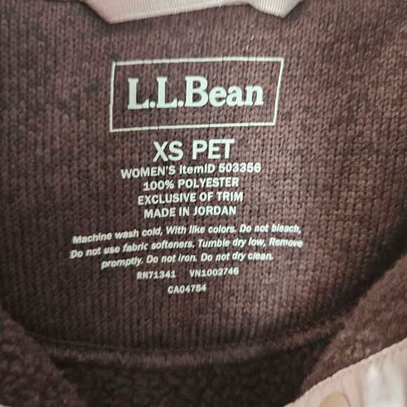 L.L Bean Mock Neck Snap Fleece 503356 Long Sleeve Sweater Women's Purple/White S - Picture 2 of 3